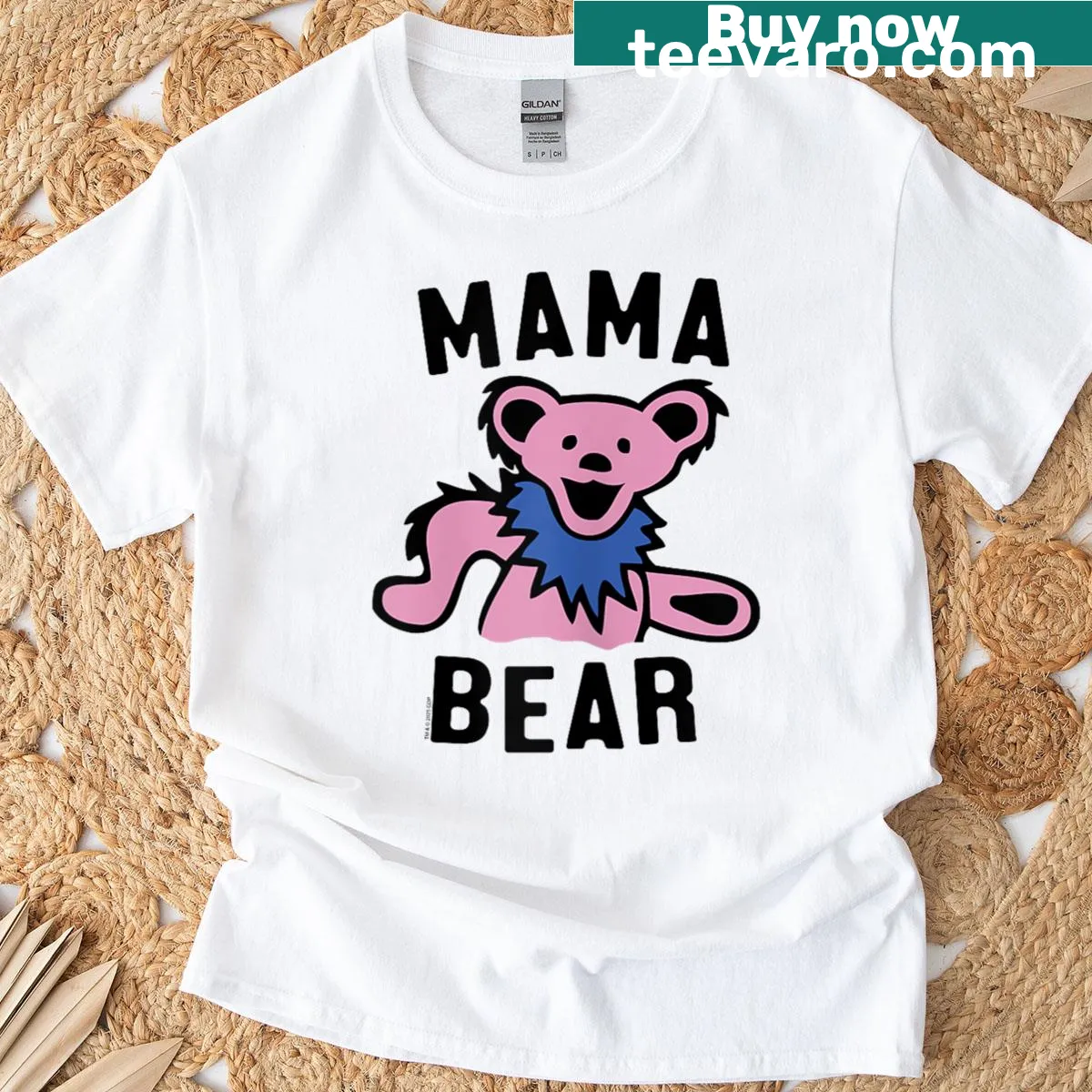 Vintage band T-shirt featuring a Mama Bear graphic and Grateful Dead elements — on a men's t-shirt