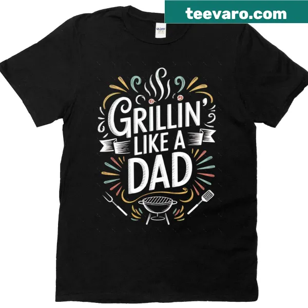 Oversized t-shirt with 'Grillin Like A Dad' graphic and grill illustration