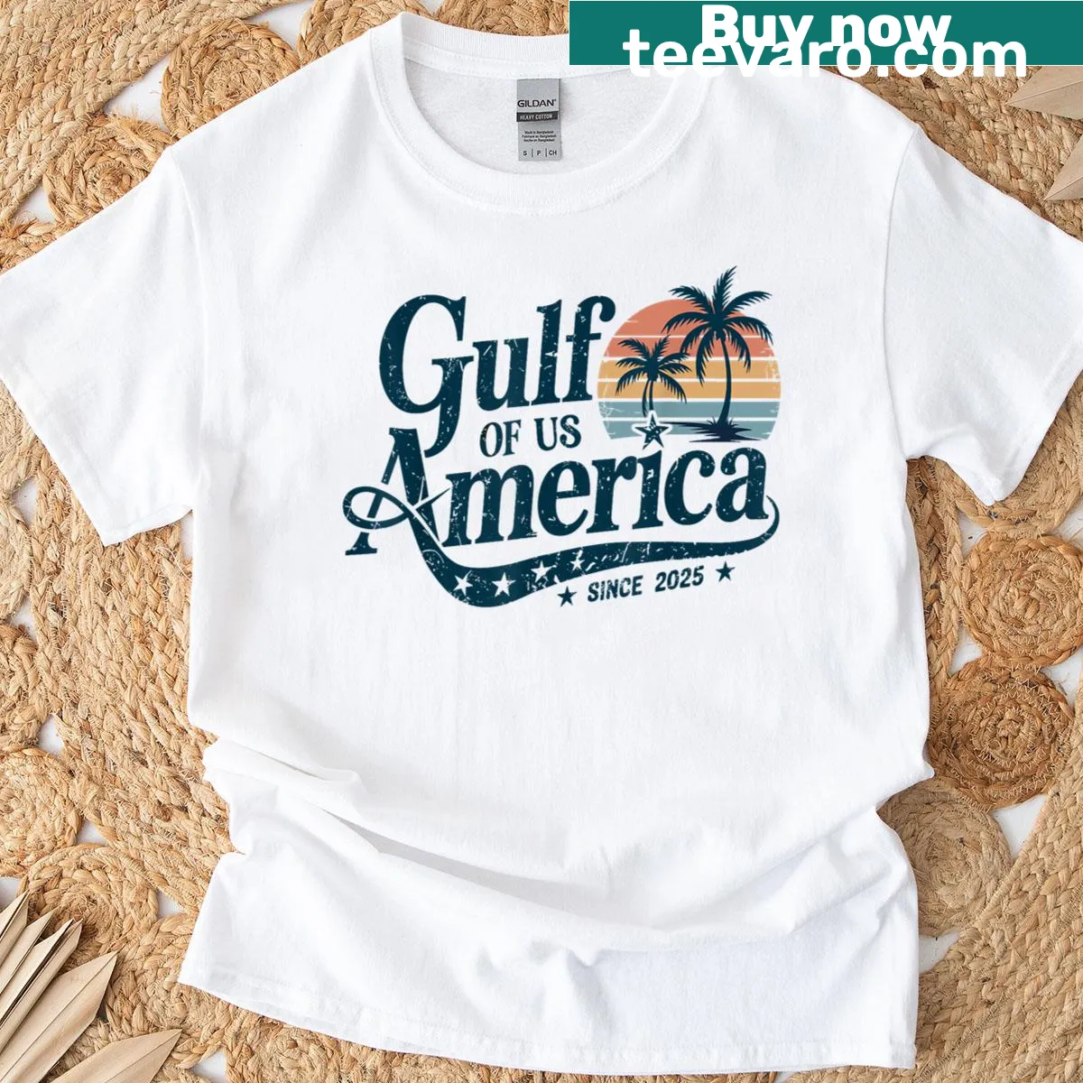 Retro T-shirt featuring Gulf of Mexico design with 'Est 2025' — on a men's t-shirt