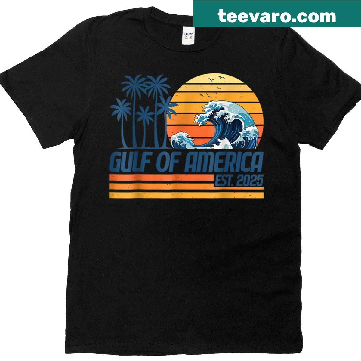 Retro t-shirt celebrating Gulf of USA with vintage design — on a men's t-shirt