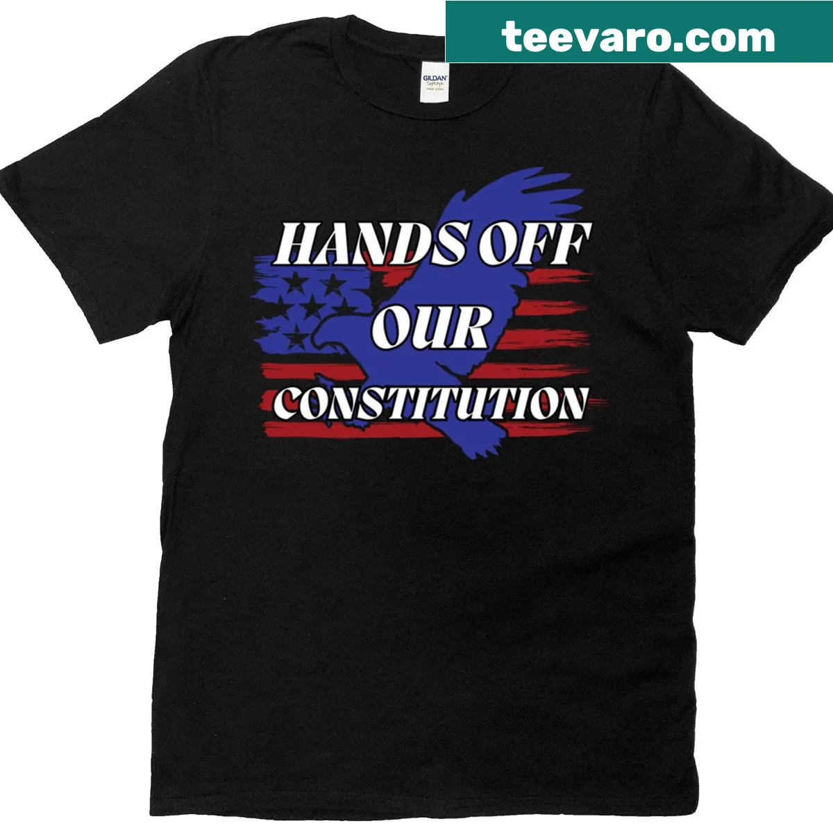 Oversized T-shirt with bold Hands Off message. — on a men's t-shirt