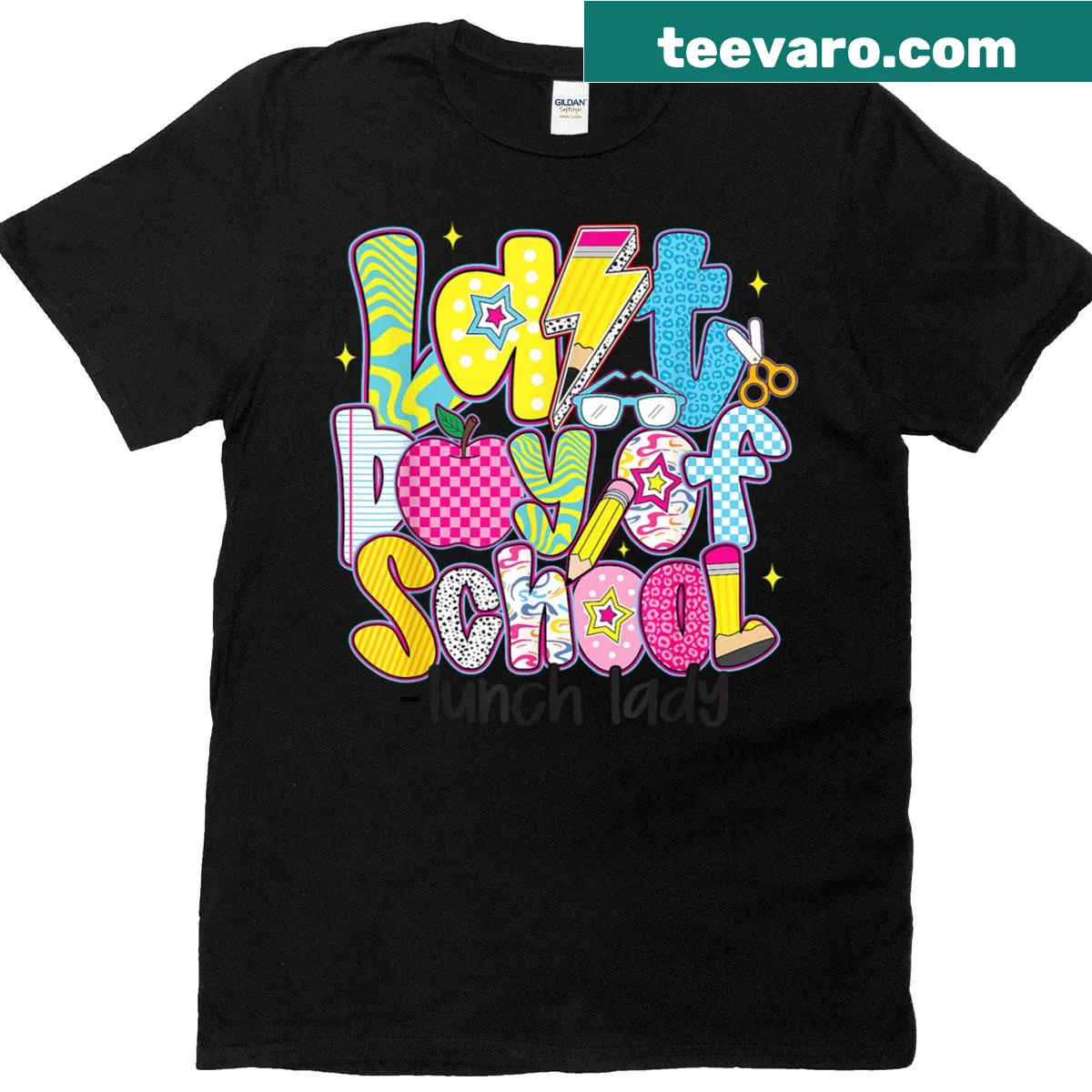 Graduation t-shirt celebrating cafeteria lunch ladies with cheerful text. — on a men's t-shirt