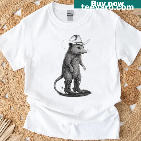 Vintage cowboy possum graphic t-shirt