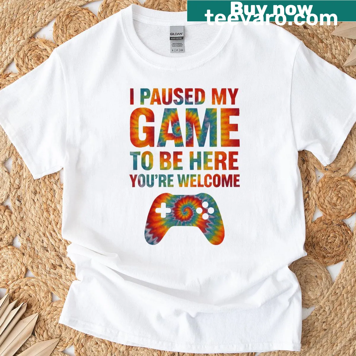 Funny T-shirt saying 'I Paused My Game To Be Here' — on a men's t-shirt