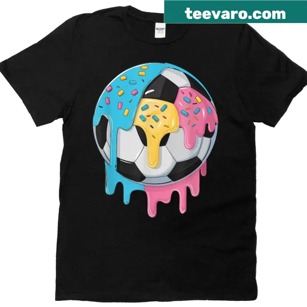 Playful t-shirt with ice cream soccer ball graphic