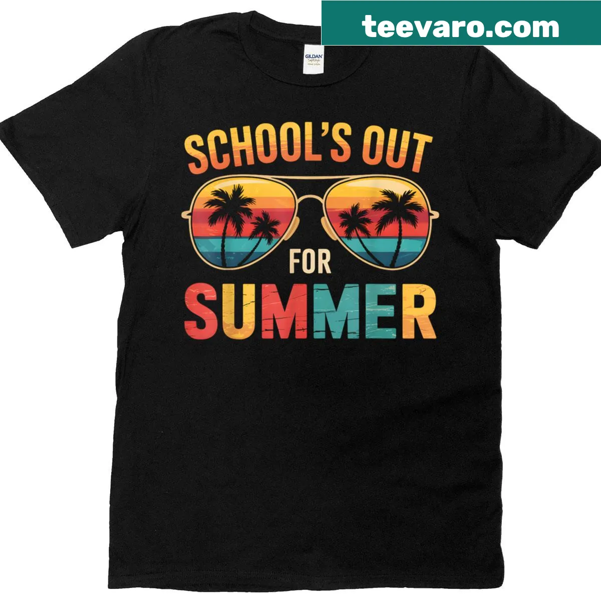 Retro Schools Out For Summer teacher t-shirt — on a men's t-shirt