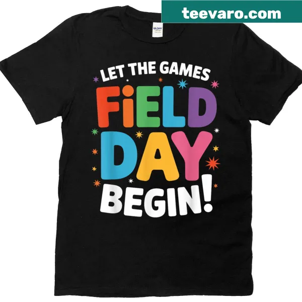 Kids t-shirt with the text 'Let The Game Field Day Begin'