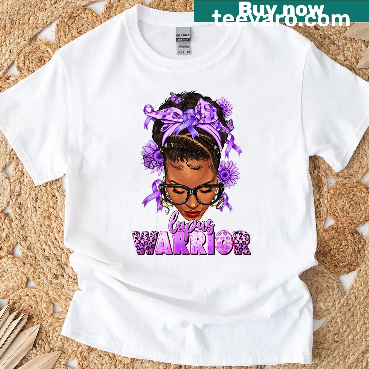 Empowering t-shirt featuring lupus awareness design with woman — on a men's t-shirt