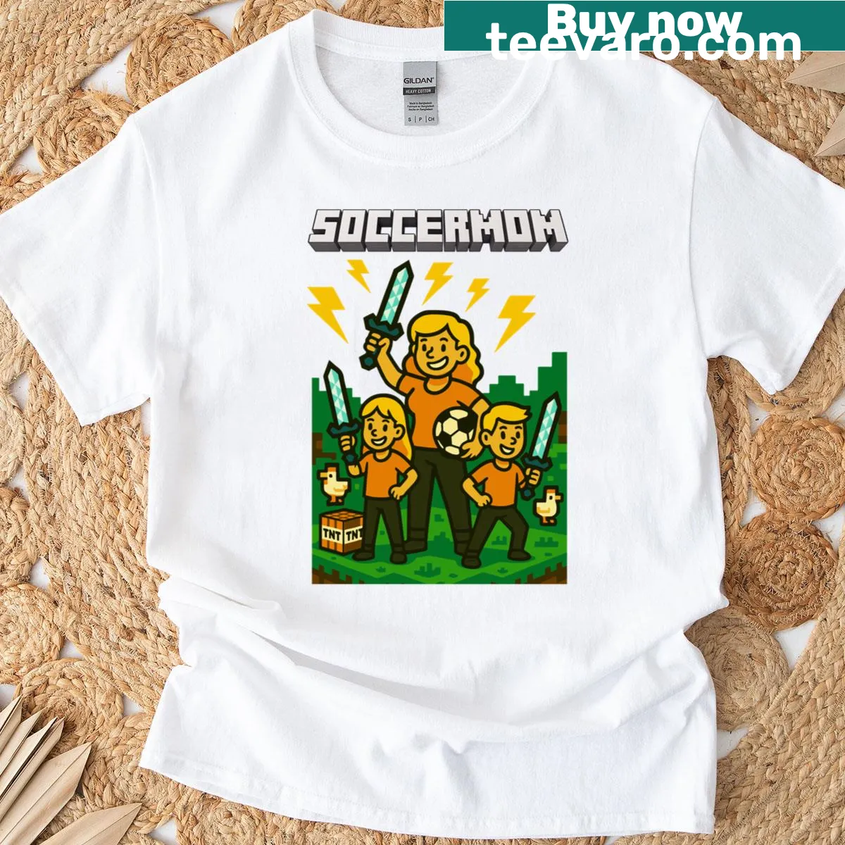Soccer mom themed 'Momcraft' T-shirt for Mother's Day — on a men's t-shirt