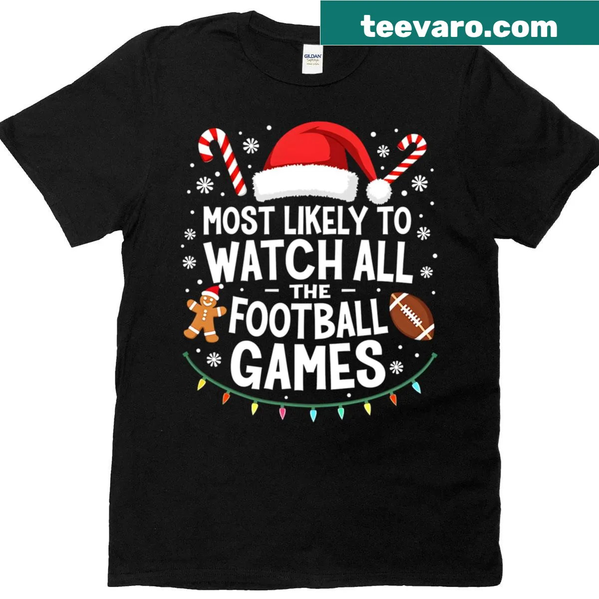 Humorous football-themed Christmas shirt highlighting love for the game. — on a men's t-shirt