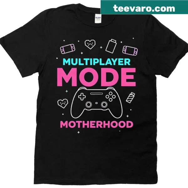 Gaming mom t-shirt with a fun multiplayer mode design