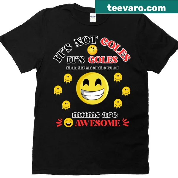 Funny t-shirt with smiling emoji and 'Mums Are Awesome' text