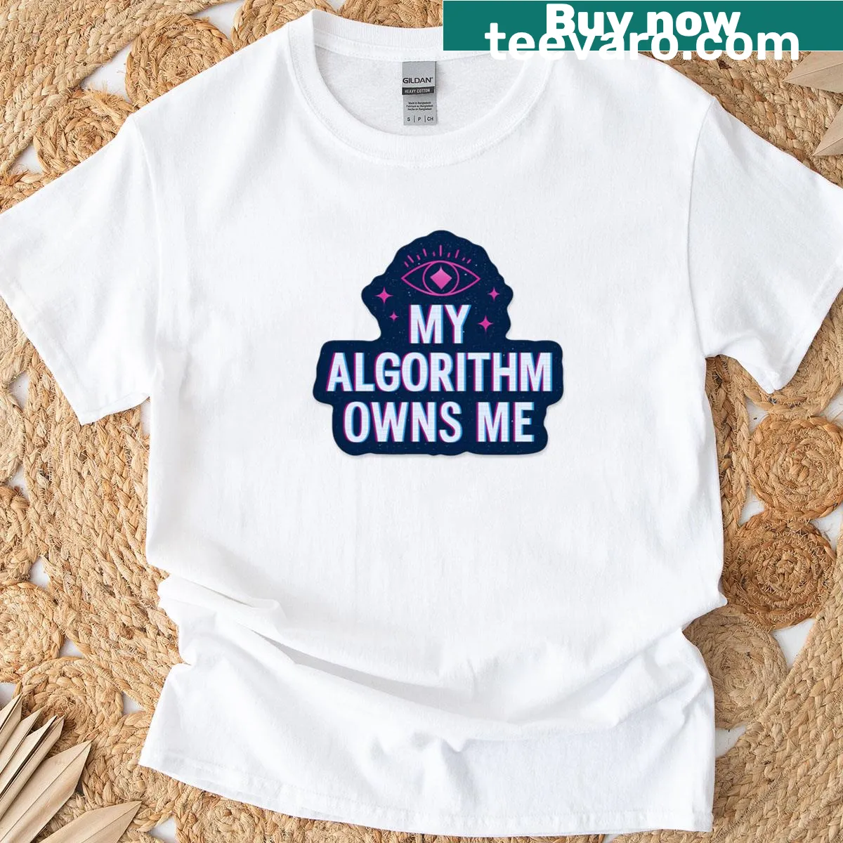 T-shirt with humorous text 'My Algorithm Owns Me' for tech enthusiasts — on a men's t-shirt