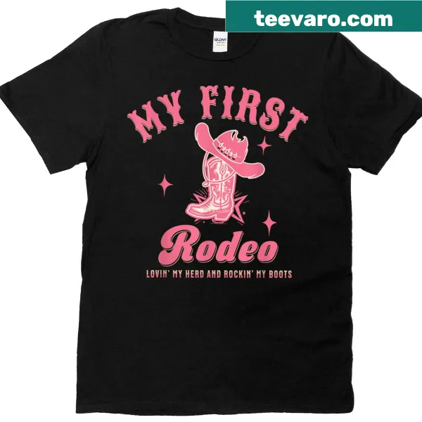 Rodeo-themed T-shirt with cowboy boots graphic