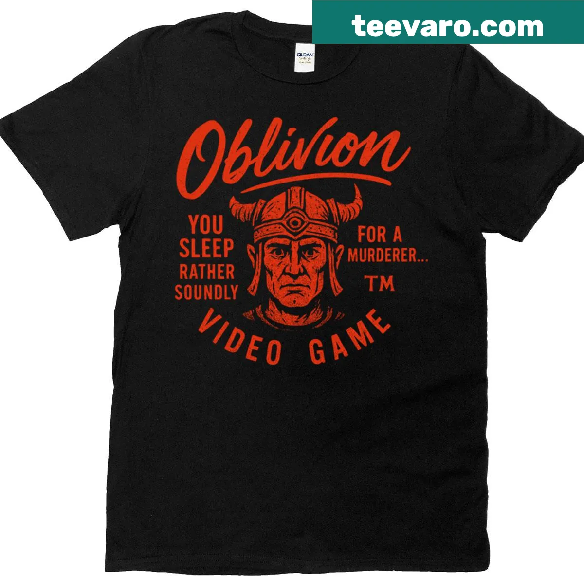 Oblivion Soundly Sleep Quote T-shirt with soothing typography. — on a men's t-shirt
