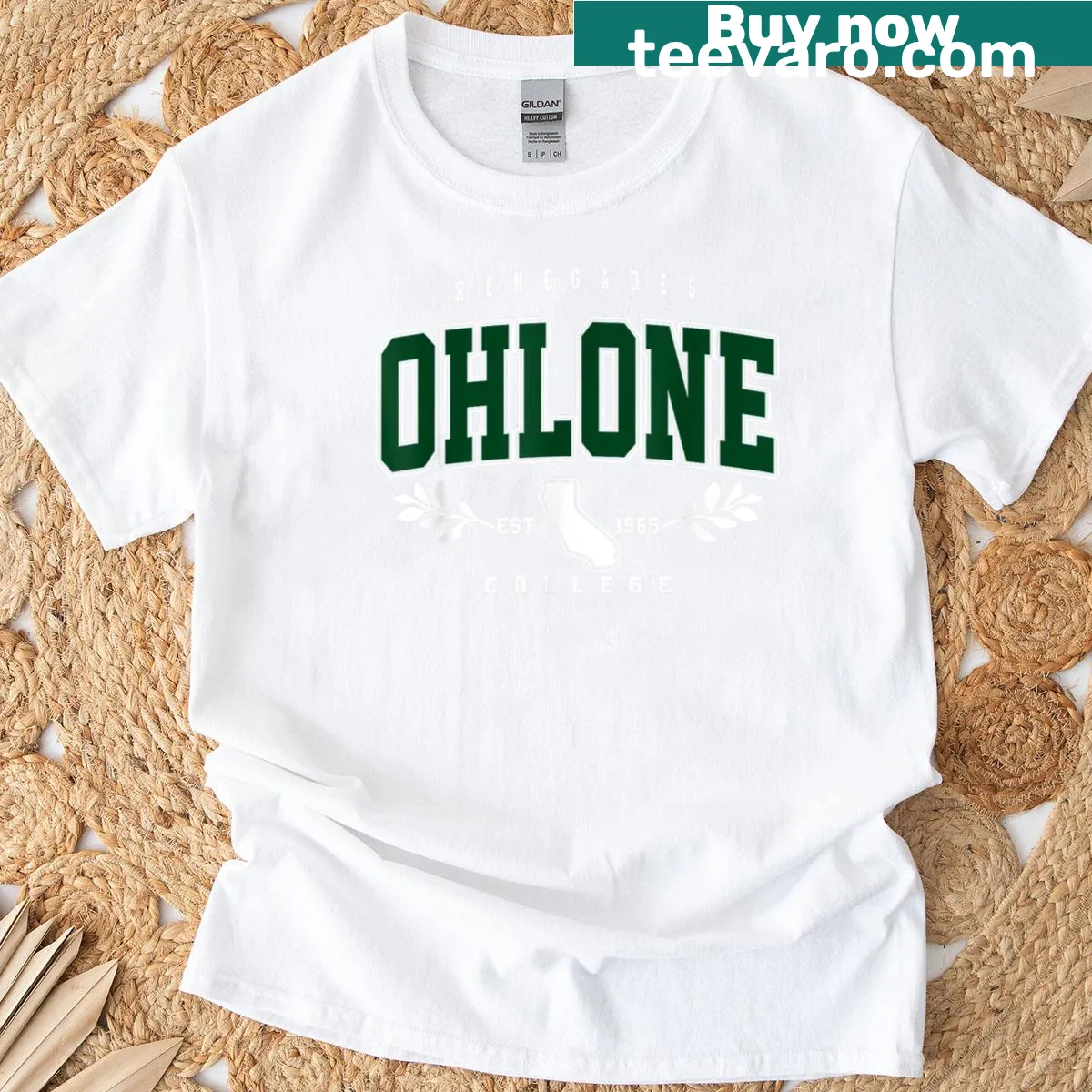 Vintage college athletic design Ohlone Arch t-shirt — on a men's t-shirt