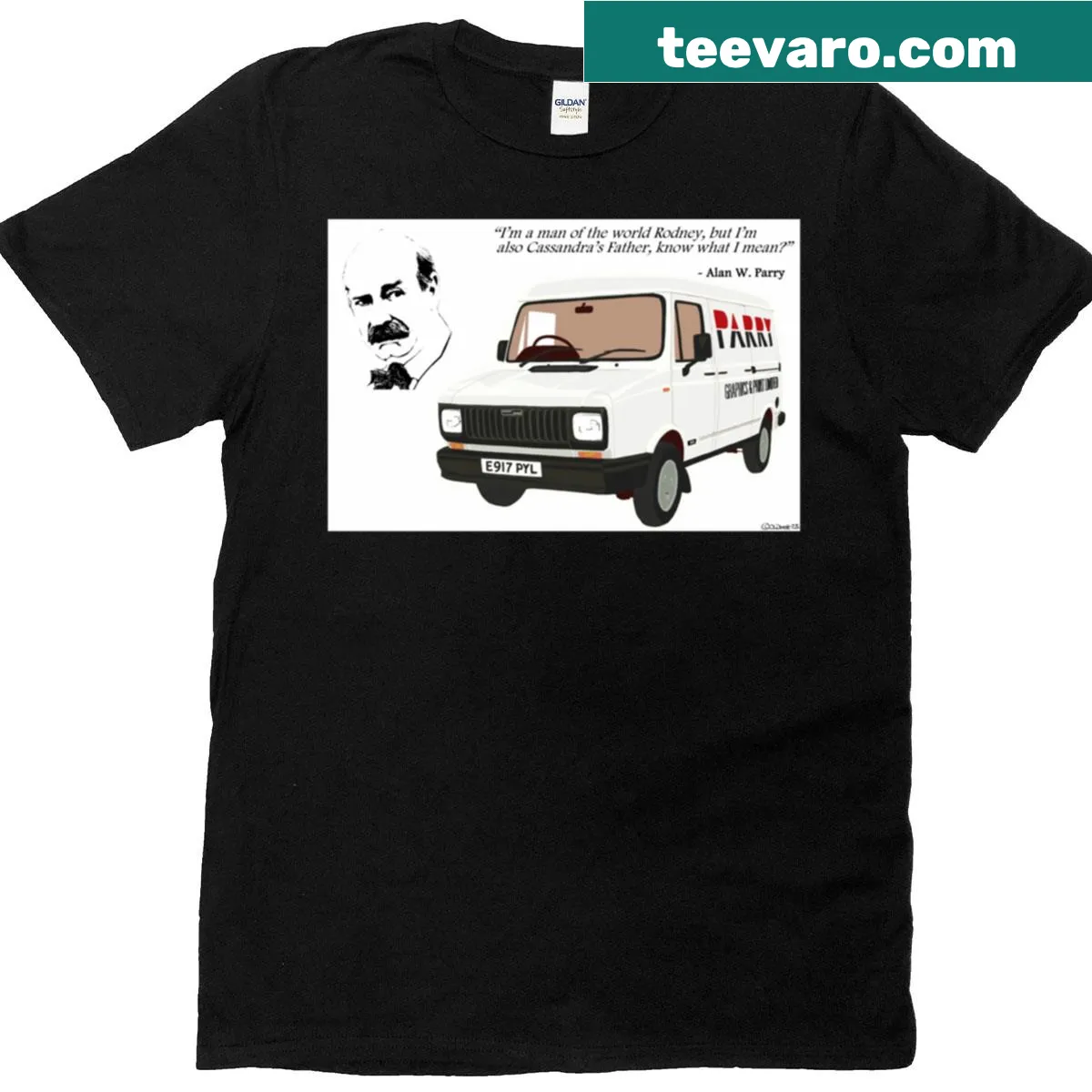 Oversized tee featuring a humorous graphic inspired by classic British comedy. — on a men's t-shirt