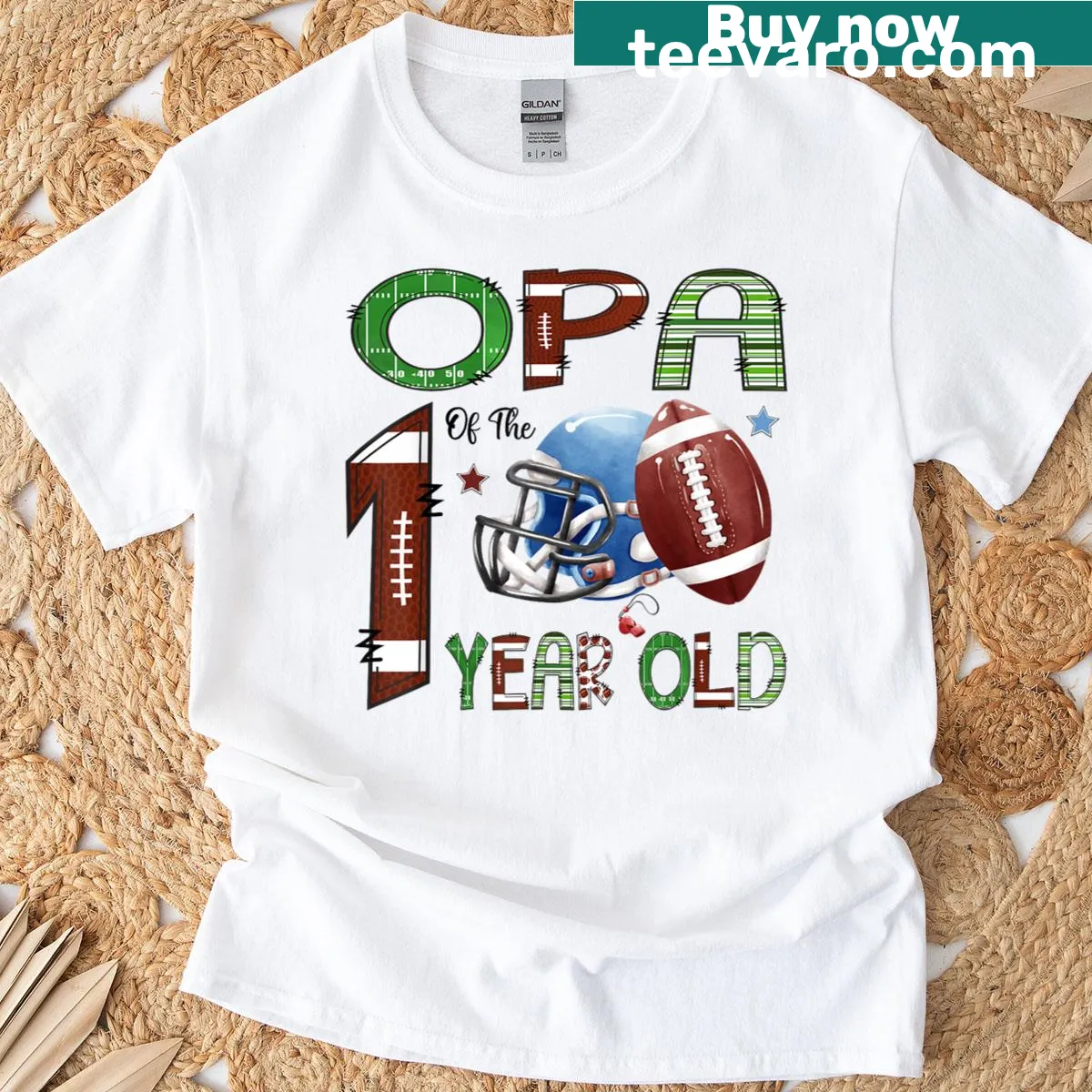 Graphic celebrating Opa and football for 1-year-old birthday on a T-shirt — on a men's t-shirt