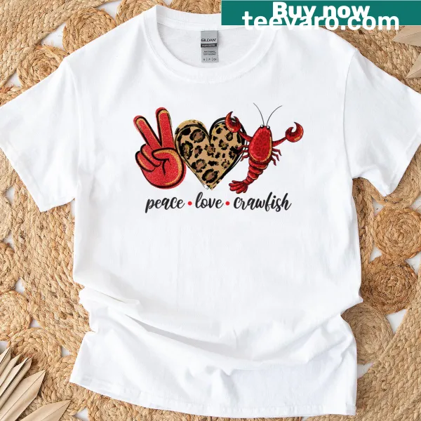 Crawfish boil-themed t-shirt with leopard print and text design