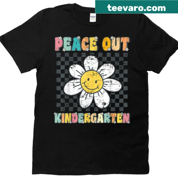 Retro style t-shirt celebrating last day of kindergarten