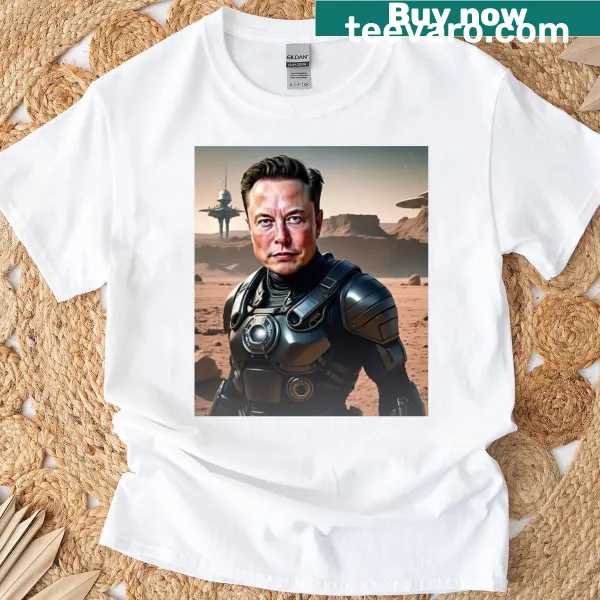 T-shirt with humorous reference to Elon Musk and technology.