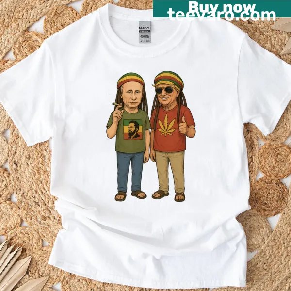 Cartoon of world leaders with reggae elements for a humorous design