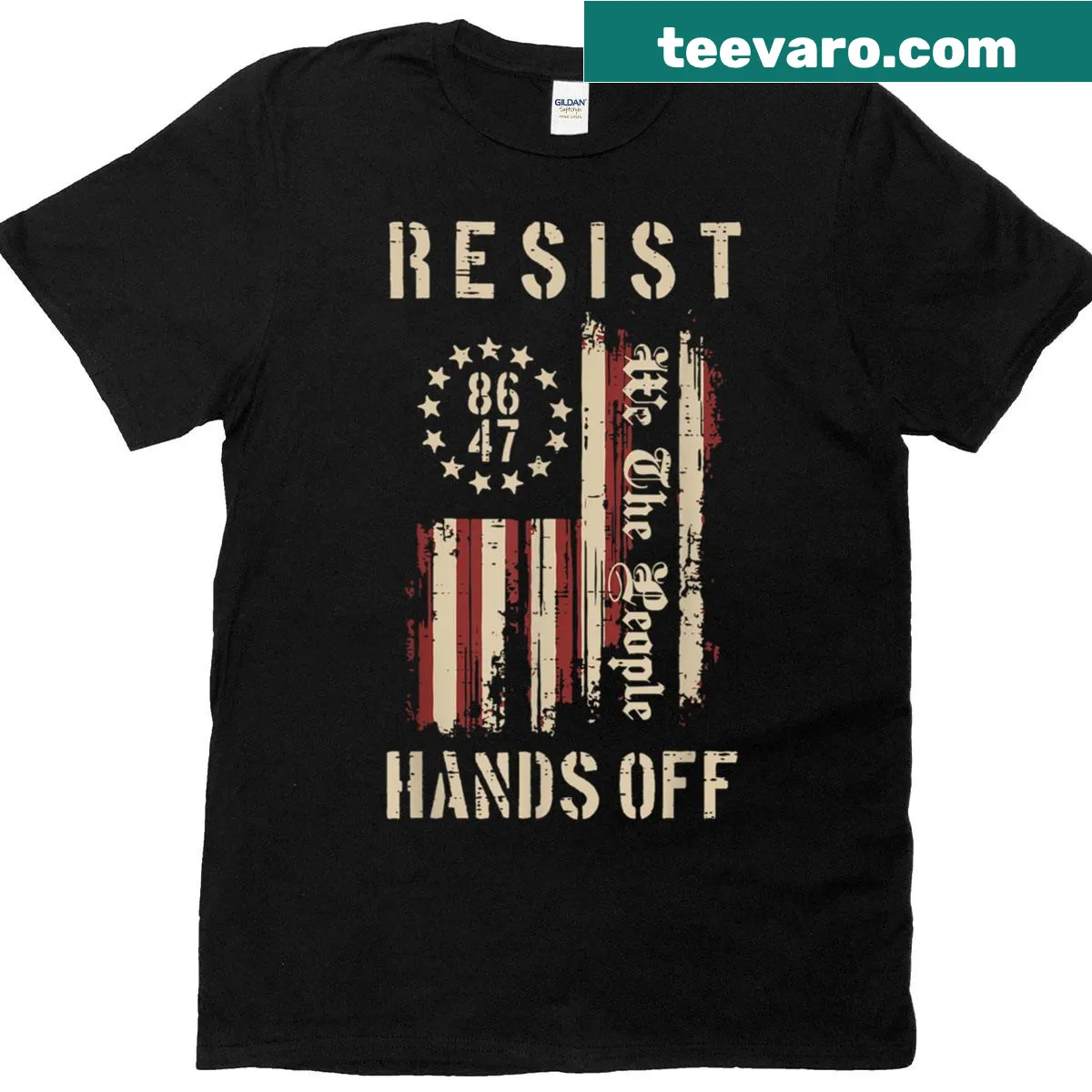 Patriotic t-shirt with US flag and 'We The People' slogan — on a men's t-shirt