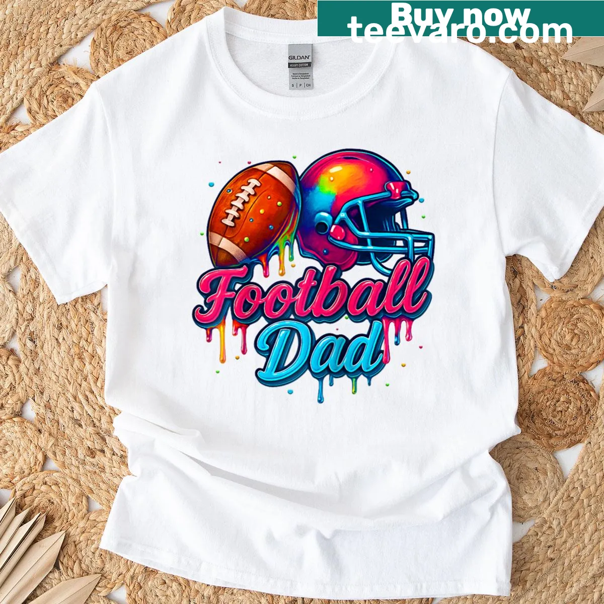 Retro football dad T-shirt with vintage typography for Father's Day — on a men's t-shirt