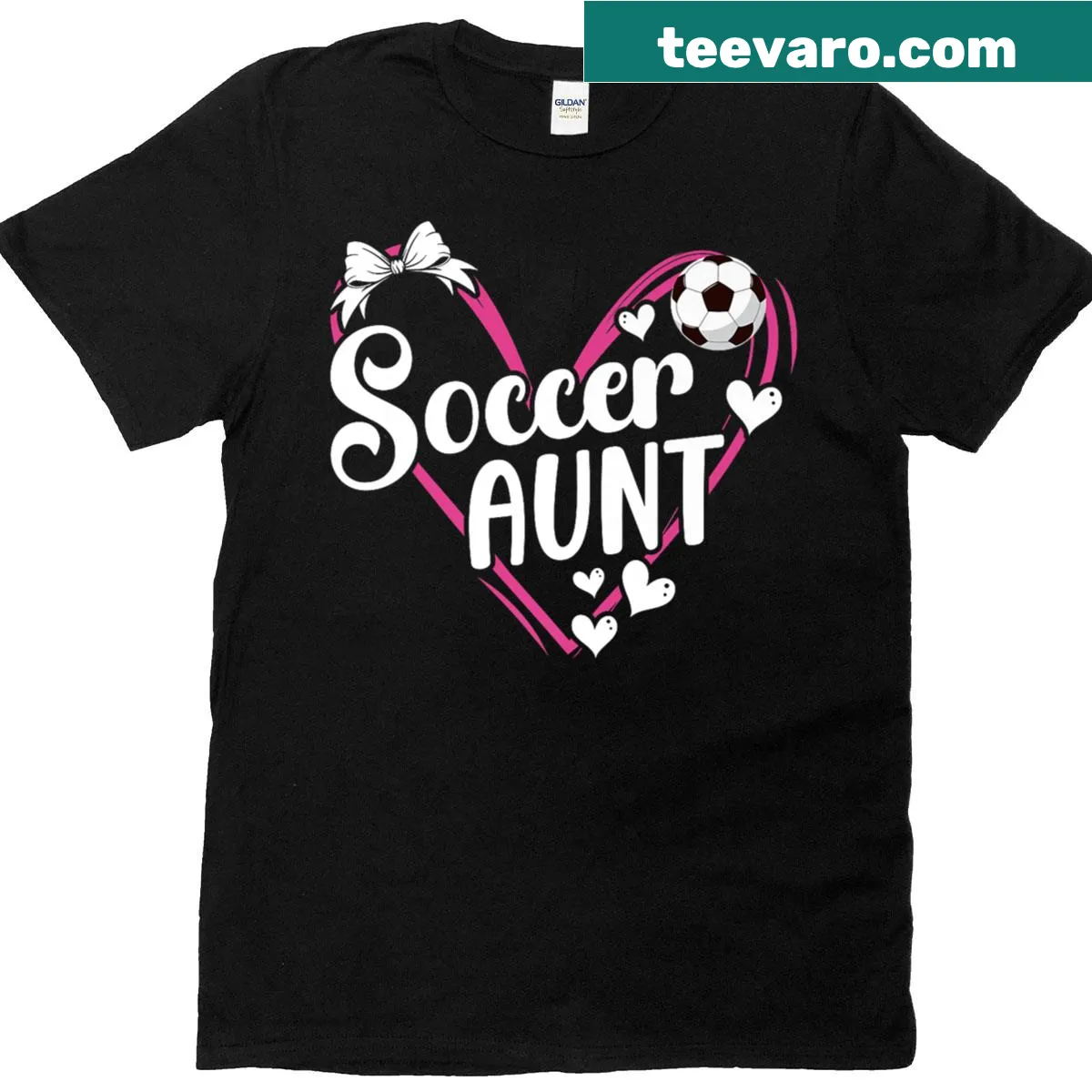Heart design Soccer Aunt T-shirt with text for soccer supporters — on a men's t-shirt