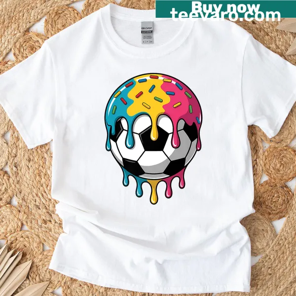 Kids T-shirt with a soccer player cartoon and ice cream design