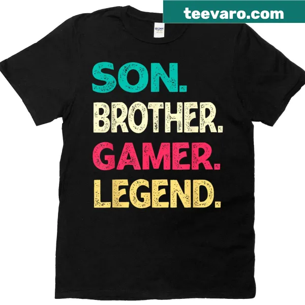 Funny T-shirt for gamers featuring 'Gamer Legend' text.