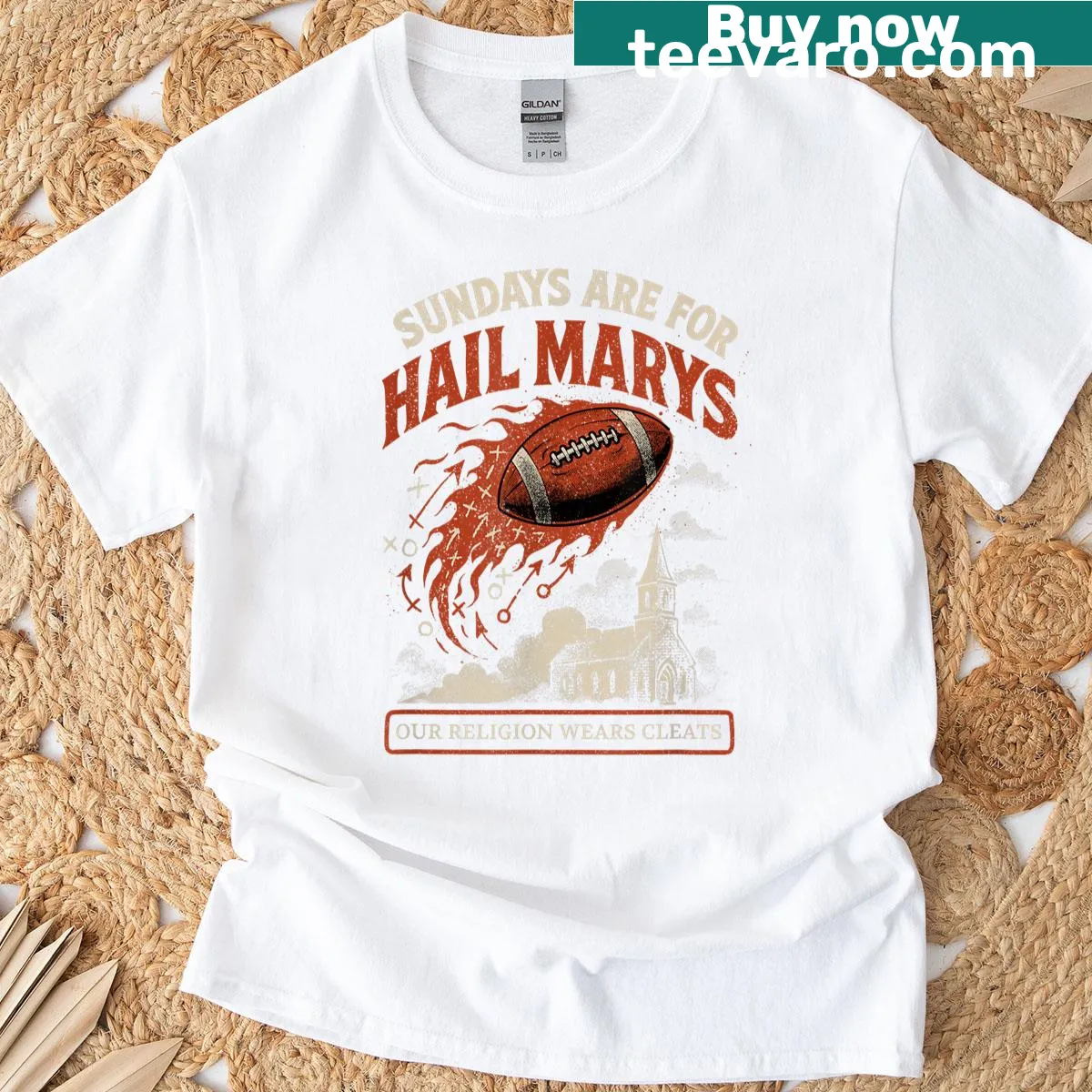Funny football tee with the phrase 'Sundays Are For Hail Marys' — on a men's t-shirt