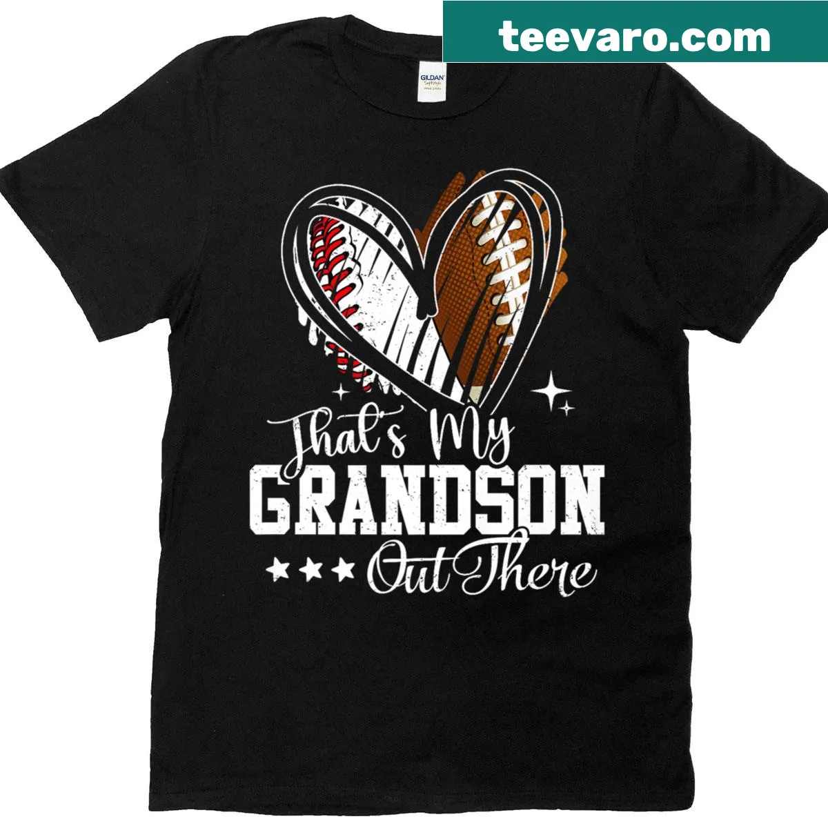 Sentimental grandma T-shirt supporting her grandson's sports — on a men's t-shirt
