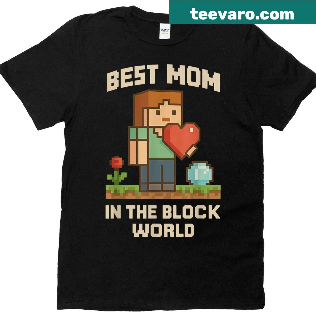 Pixel art T-shirt celebrating mothers for Mother's Day — on a men's t-shirt