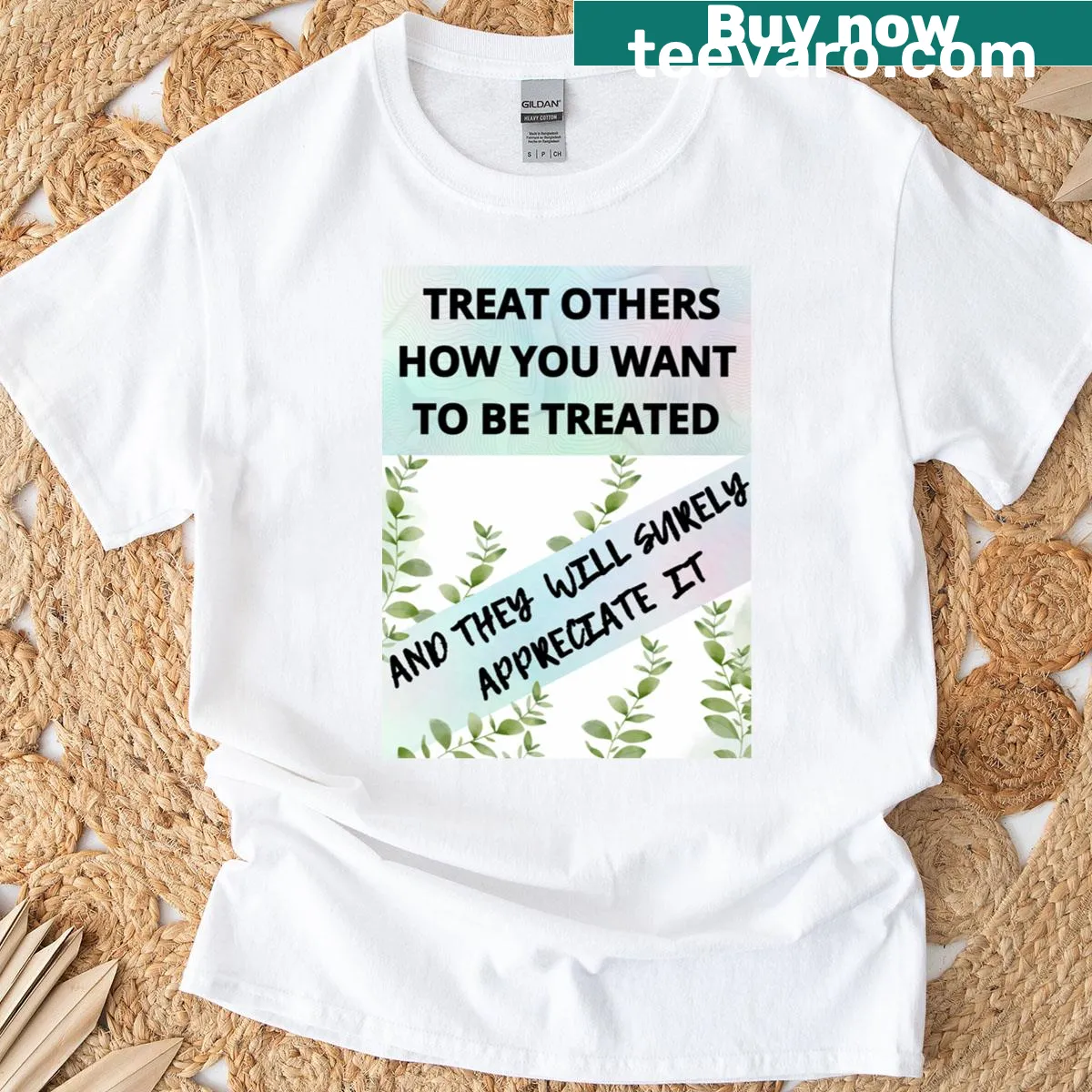 T-shirt with a kindness message in simple typography — on a men's t-shirt