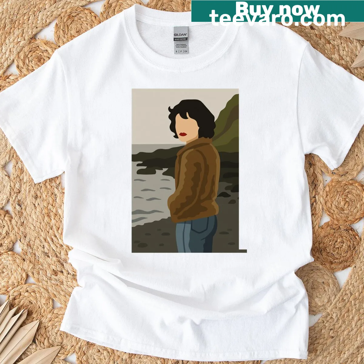 Minimalist T-shirt with abstract typography 'Under The Skin'. — on a men's t-shirt
