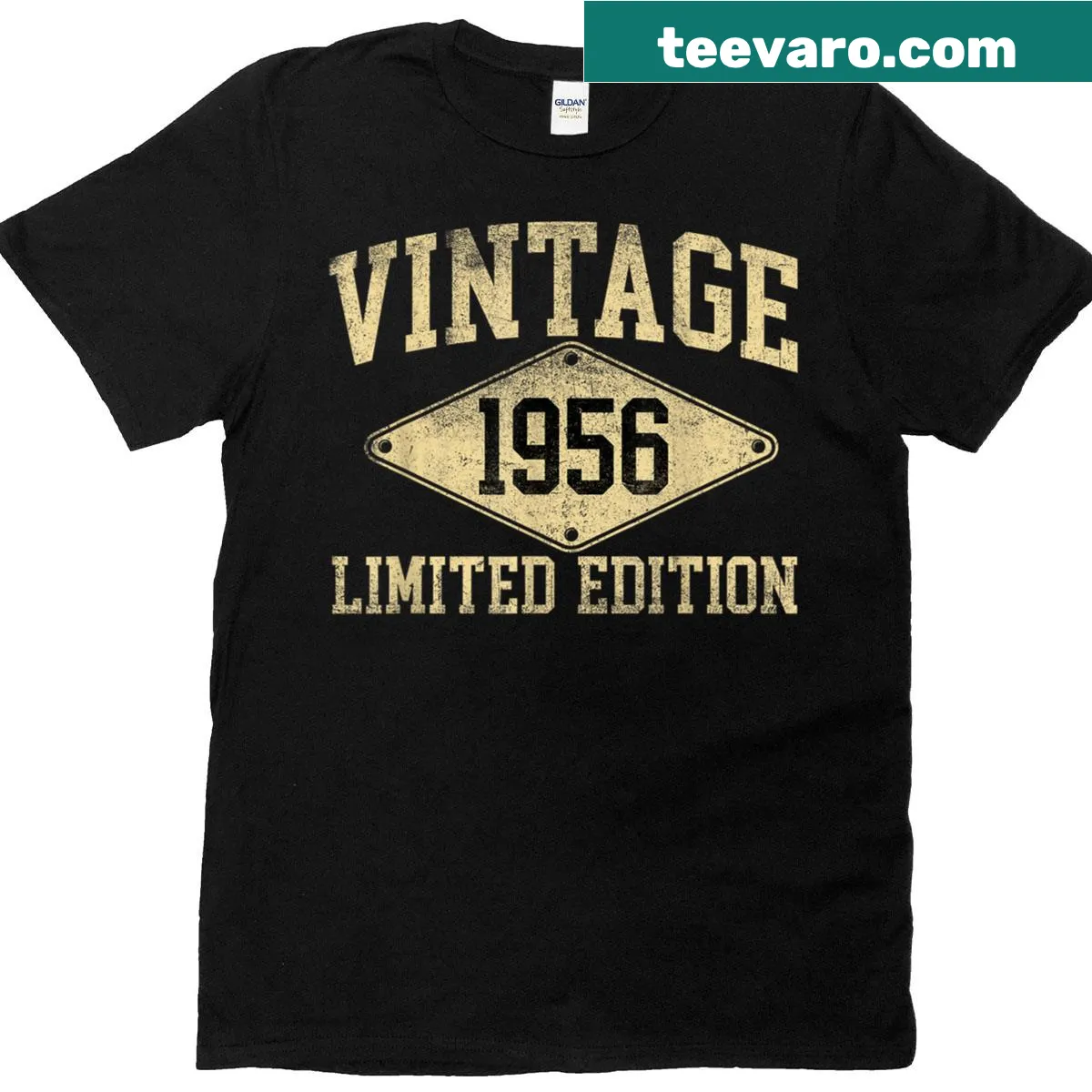 Vintage 1956 birthday t-shirt with limited edition year graphic — on a men's t-shirt