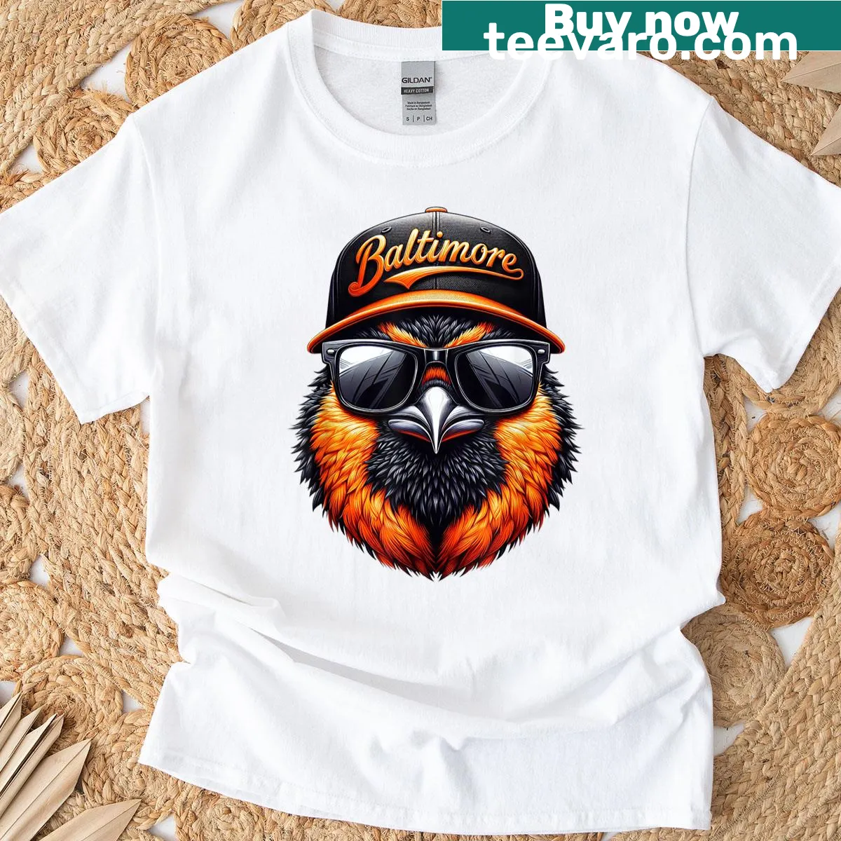 Vintage graphic celebrating Baltimore on a t-shirt — on a men's t-shirt