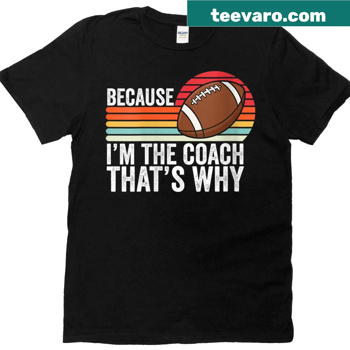 Football coach t-shirt with bold statement graphic — on a men's t-shirt