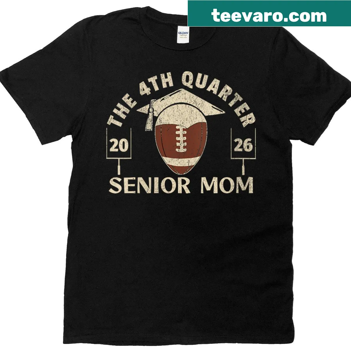 Womens Football Senior Mom 2026 The 4th Quarter Distressed T-shirt — on a men's t-shirt