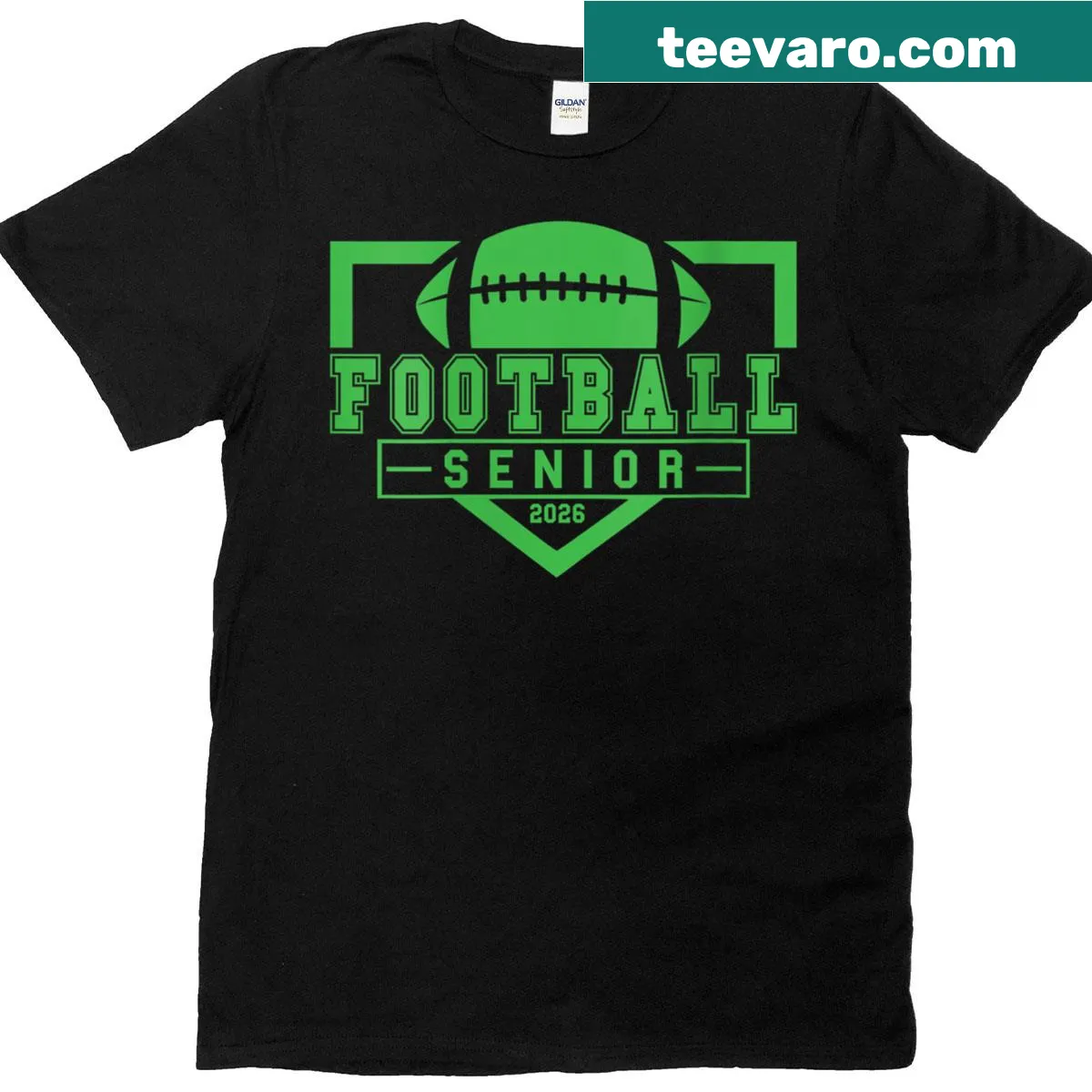 Senior night T-shirt for female football players with graduation text. — on a men's t-shirt