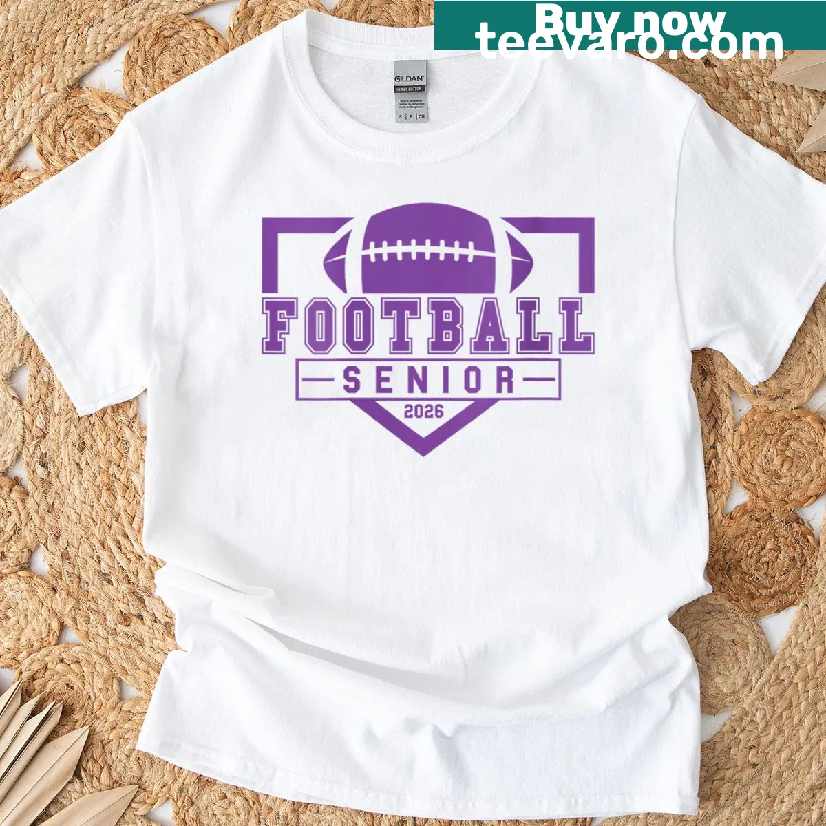 Graduation t-shirt for football seniors with 2026 and 63 design — on a men's t-shirt