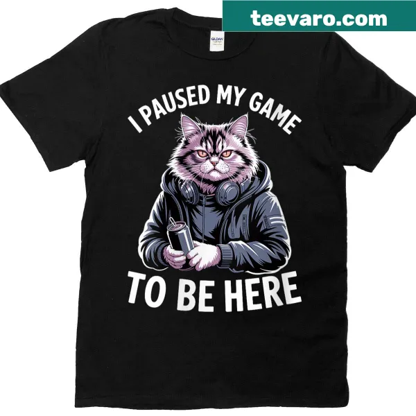 Funny gamer T-shirt featuring a Siberian cat and humorous text.