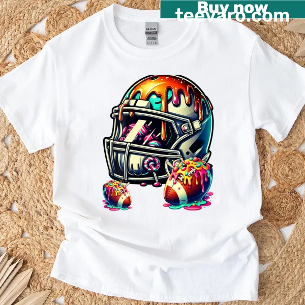 Kids t-shirt featuring an ice cream and football graphic