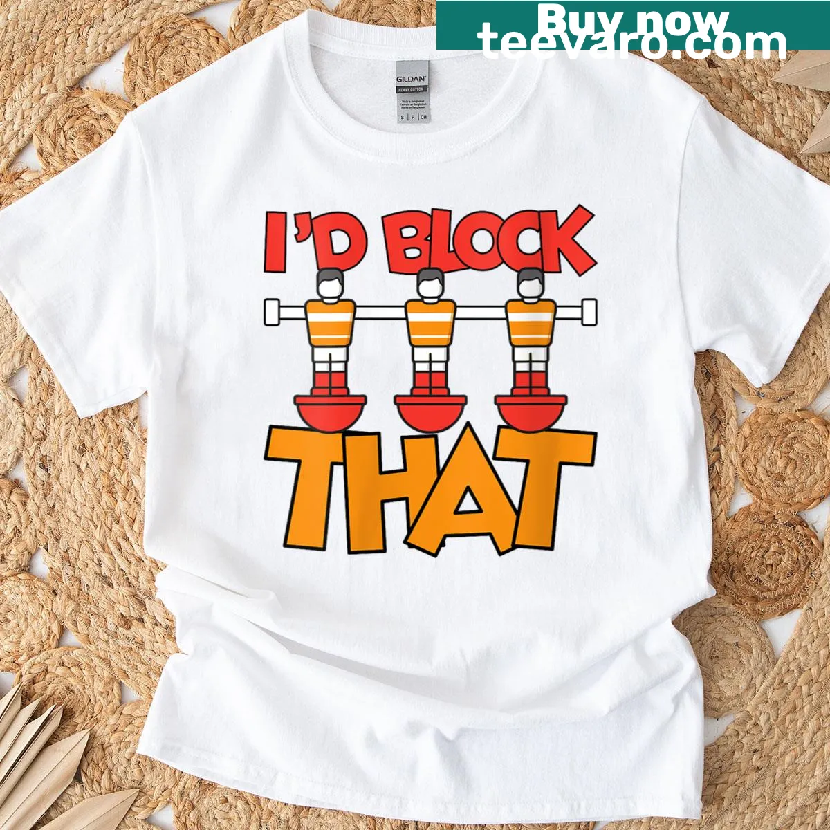 Funny T-shirt with the phrase 'I'd Block That' in bold text — on a men's t-shirt