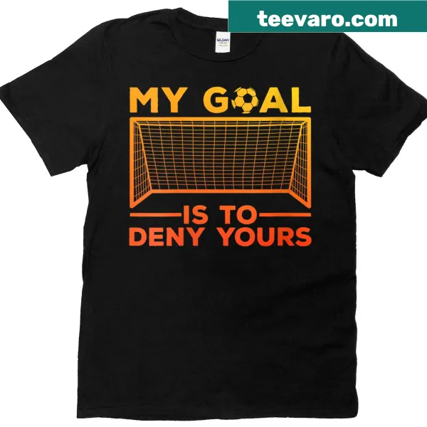 Illustrated T-shirt for soccer goalies featuring dynamic goalie graphic