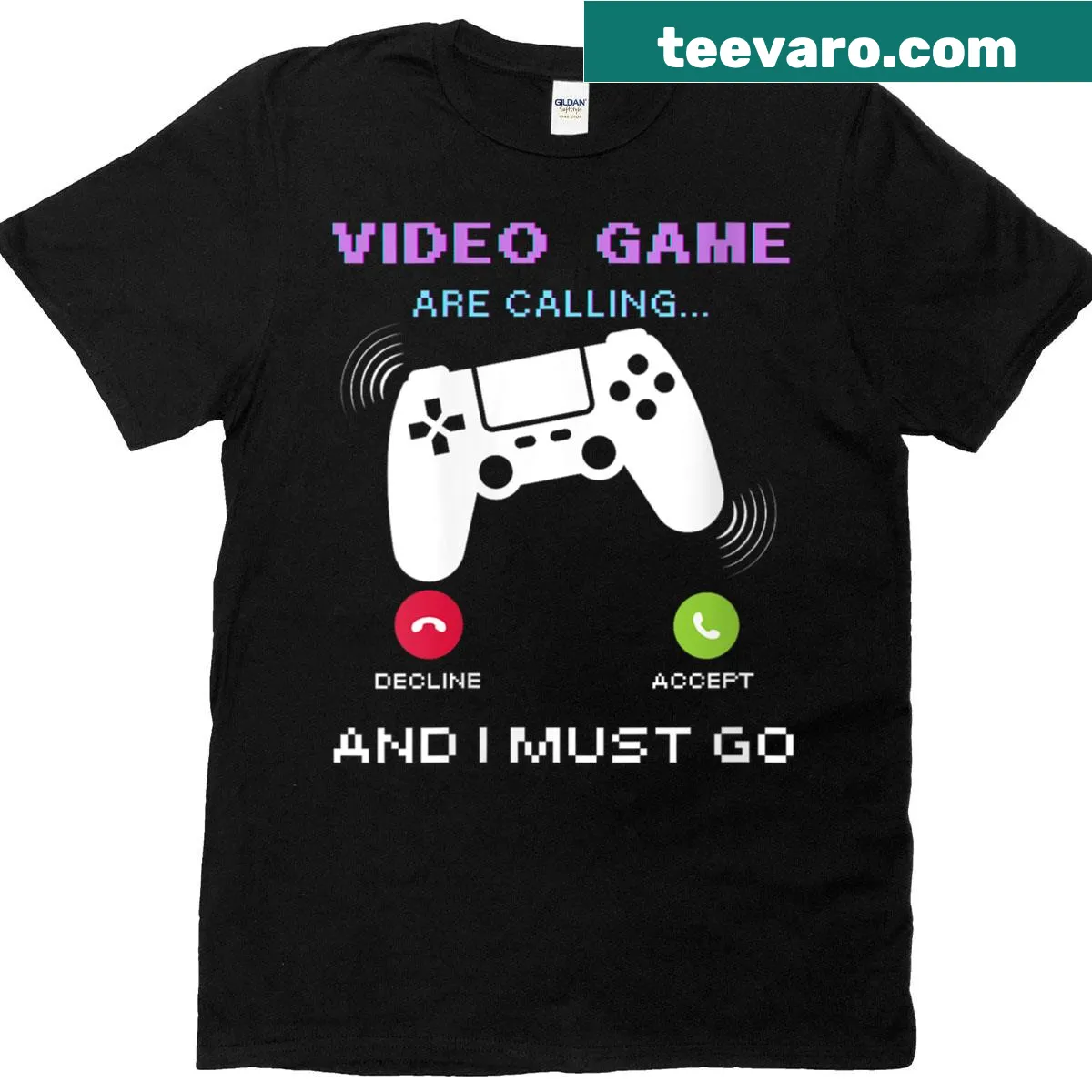 Funny t-shirt with the phrase 'Video Games Are Calling And I Must Go.' — on a men's t-shirt