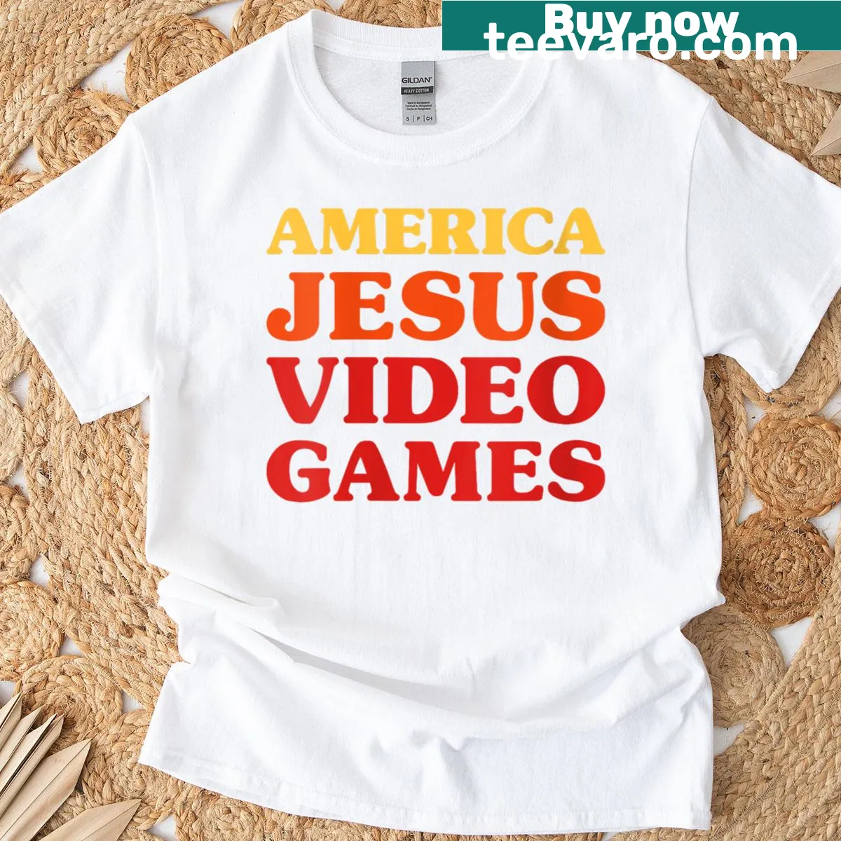 Funny gaming T-shirt blending faith and video game themes for women — on a men's t-shirt