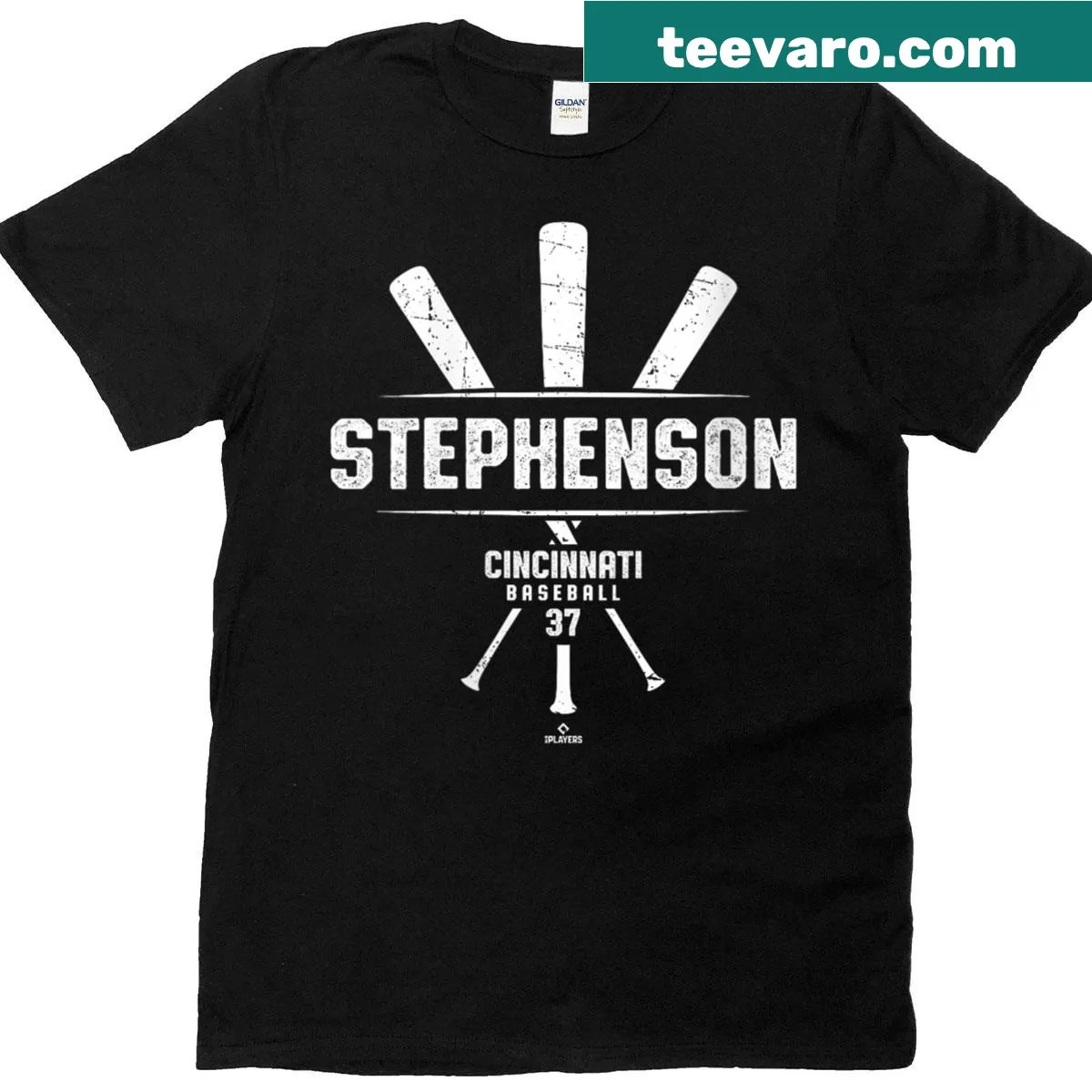 Vintage baseball T-shirt featuring bat and Cincinnati theme — on a men's t-shirt