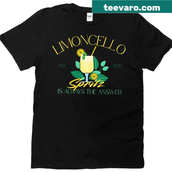 Vintage cocktail-themed T-shirt with limoncello and spritz illustration